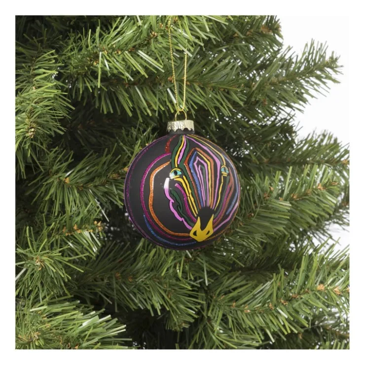 Xenos Kerstbal zebra - glas - ø8 cm- Kerstballen