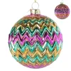 Xenos Kerstbal zigzag - diverse kleuren - ø8x8 cm- Kerstballen