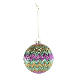 Xenos Kerstbal zigzag - diverse kleuren - ø8x8 cm- Kerstballen