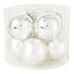 Xenos Kerstbal zilver - glas - set van 8- Kerstballen