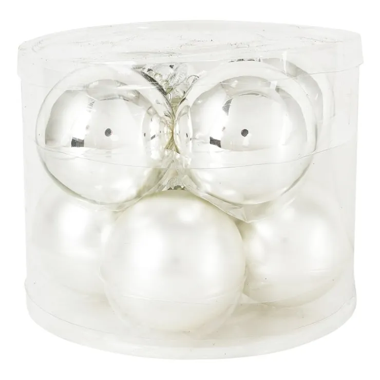 Xenos Kerstbal zilver - glas - set van 8- Kerstballen