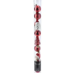 Xenos Kerstballen set van 9 - rood- Kerstballen