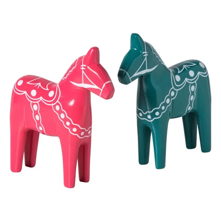 Xenos Kerstbeeldje paard - roze - 18x16x4.5 cm- Kerstfiguren