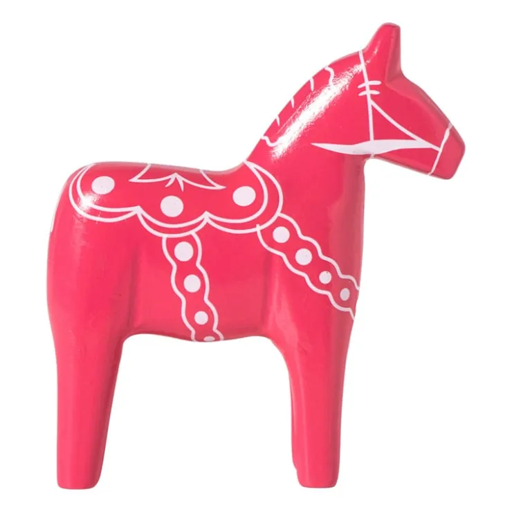 Xenos Kerstbeeldje paard - roze - 18x16x4.5 cm- Kerstfiguren