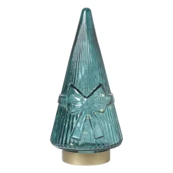 Xenos Kerstboom beeldje glas - groen - ø10.5x22.6 cm- Kleine Kerstbomen|Kerstfiguren