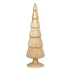 Xenos Kerstboom beeldje groot - goudkleurig - ø8x30 cm- Kleine Kerstbomen|Kerstfiguren