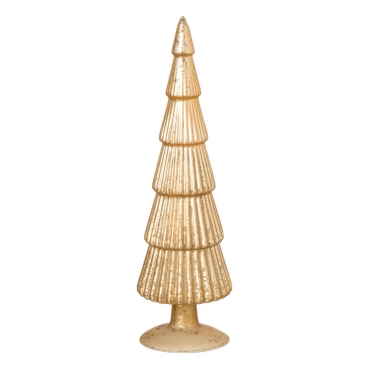 Xenos Kerstboom beeldje groot - goudkleurig - ø8x30 cm- Kleine Kerstbomen|Kerstfiguren