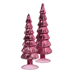 Xenos Kerstboom beeldje klein - rood - ø8x24.5 cm- Kleine Kerstbomen|Kerstfiguren