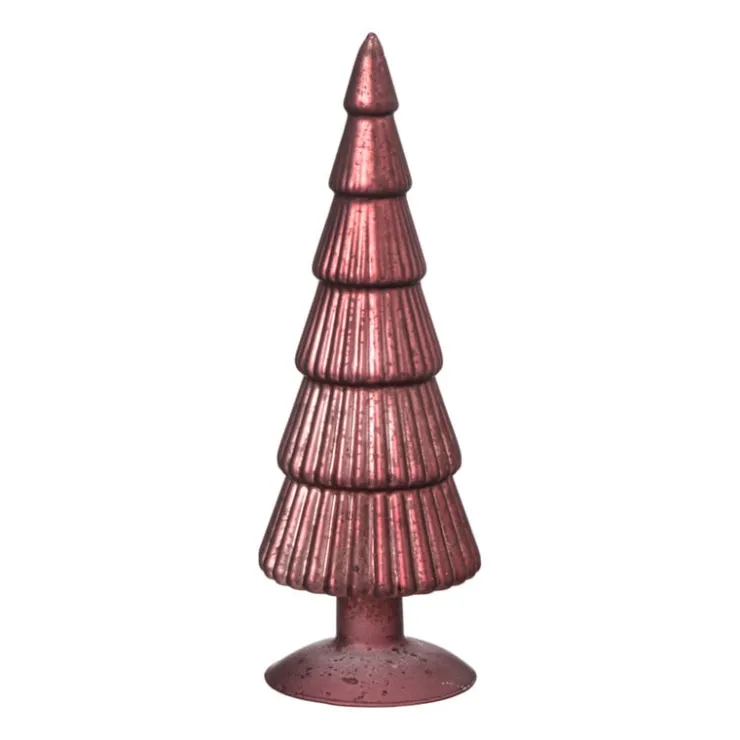 Xenos Kerstboom beeldje klein - donkerrood - ø8x24.5 cm- Kleine Kerstbomen|Kerstfiguren