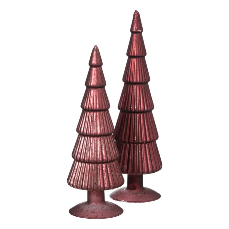 Xenos Kerstboom beeldje klein - donkerrood - ø8x24.5 cm- Kleine Kerstbomen|Kerstfiguren