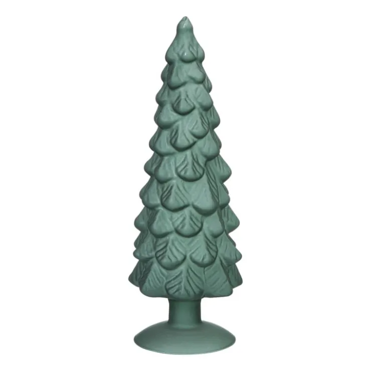 Xenos Kerstboom beeldje klein - groen - ø8x24.5 cm- Kleine Kerstbomen|Kerstfiguren