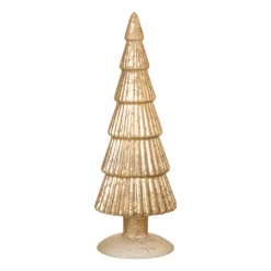 Xenos Kerstboom beeldje klein - goudkleurig - ø8x24.5 cm- Kleine Kerstbomen|Kerstfiguren