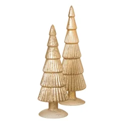 Xenos Kerstboom beeldje klein - goudkleurig - ø8x24.5 cm- Kleine Kerstbomen|Kerstfiguren