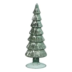 Xenos Kerstboom beeldje shiny klein - groen - ø8x24.5 cm- Kleine Kerstbomen|Kerstfiguren