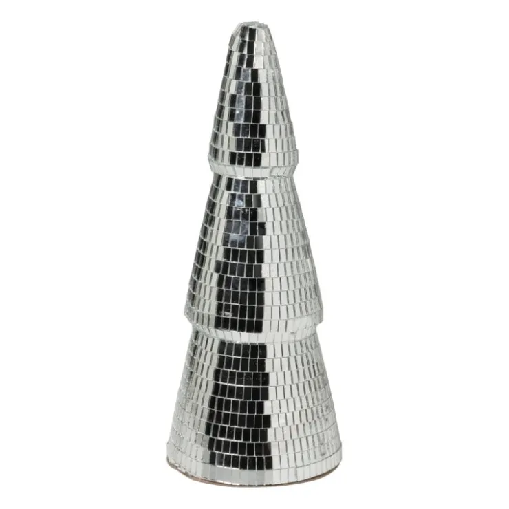 Xenos Kerstboom disco L - zilverkleurig - ø11x29 cm- Kleine Kerstbomen