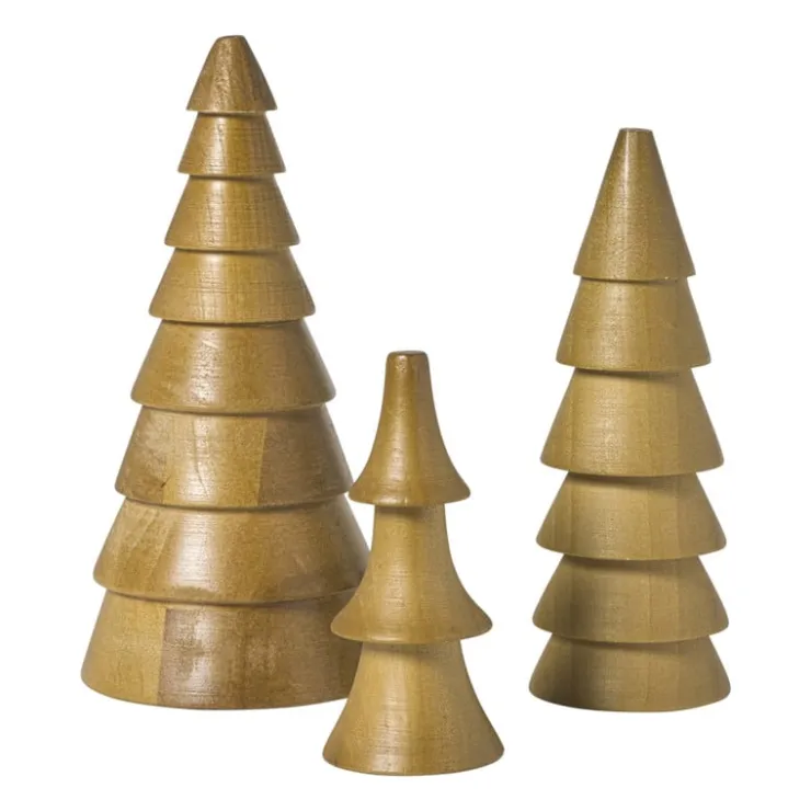 Xenos Kerstboom hout - bruin - ø4.5x10 cm- Kerstfiguren