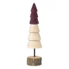 Xenos Kerstboom hout - bruin/bordeauxrood - ø6x24 cm- Kerstcadeaus|Kerstfiguren