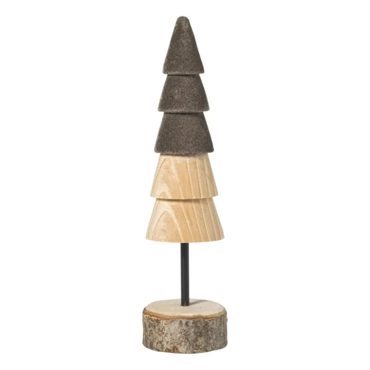 Xenos Kerstboom hout - bruin/donkerbruin - ø5x19 cm- Kerstfiguren