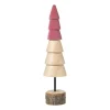Xenos Kerstboom hout - bruin/roze - ø6x24 cm- Kerstfiguren