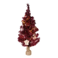 Xenos Kerstboom LED - rood - 90 cm- Kleine Kerstbomen