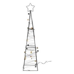 Xenos Kerstboom met LED lampjes - zwart/goudkleurig - 60 cm- Kerstverlichting
