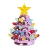 Xenos Kerstboom met LED lampjes - paars - 11 cm- Kerstverlichting