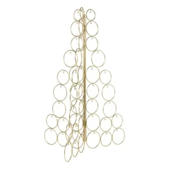 Xenos Kerstboom standaard - goudkleurig - 69x48x30 cm- Kleine Kerstbomen