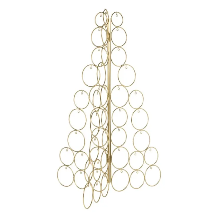Xenos Kerstboom standaard - goudkleurig - 69x48x30 cm- Kleine Kerstbomen