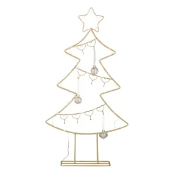 Xenos Kerstboom standaard met LED licht - goud - 68 cm- Kerstverlichting|Kleine Kerstbomen