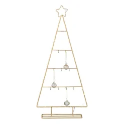 Xenos Kerstboom standaard met LED licht - goud - 77 cm- Kerstverlichting|Kleine Kerstbomen