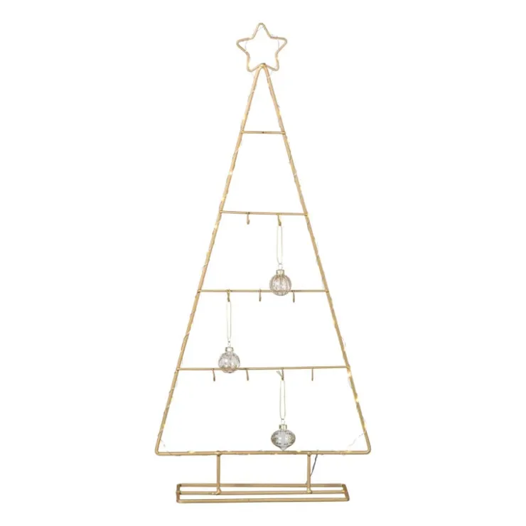 Xenos Kerstboom standaard met LED licht - goud - 77 cm- Kerstverlichting|Kleine Kerstbomen