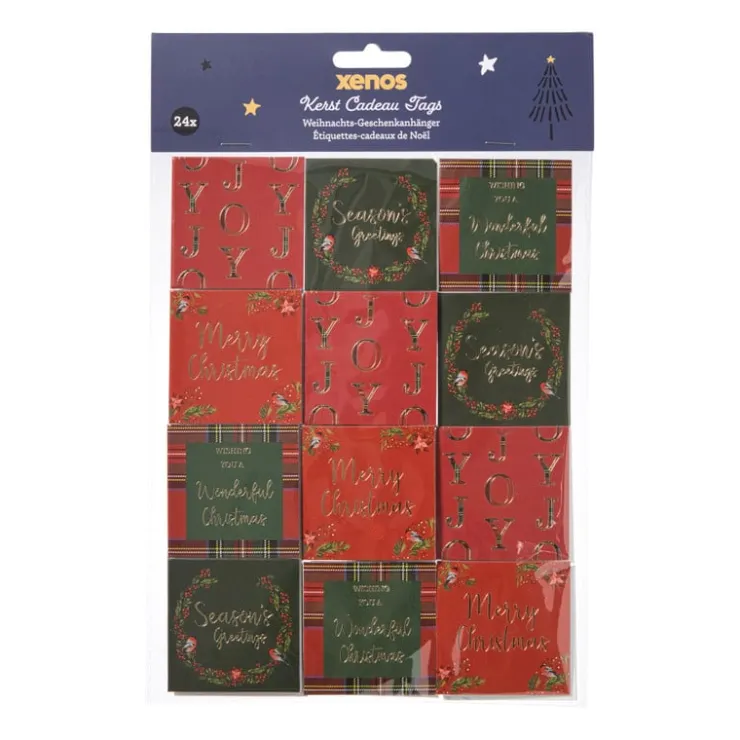 Xenos Kerstcadeau tags - rood/groen - set van 24- Kerst Inpakken