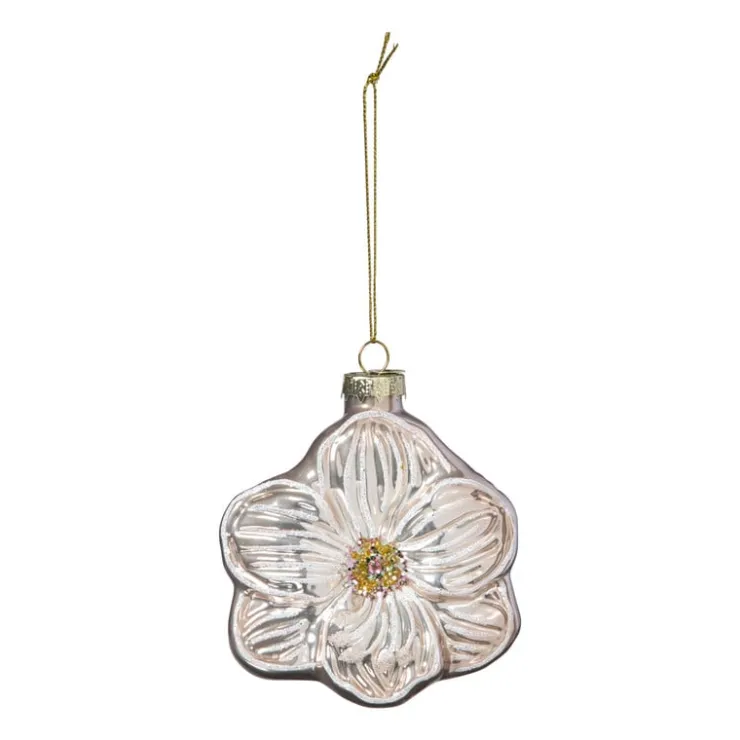 Xenos Kersthanger bloem - lichtroze - 7.8x6.8x3 cm- Kersthangers|Kerstballen