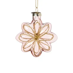 Xenos Kersthanger bloem - roze - 8.5x8x3.4 cm- Kersthangers|Kerstballen