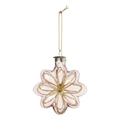Xenos Kersthanger bloem - roze - 8.5x8x3.4 cm- Kersthangers|Kerstballen