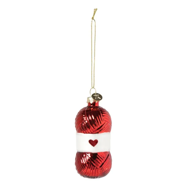 Xenos Kersthanger bolletje wol - rood - ø4x8.9 cm- Kersthangers|Kerstballen