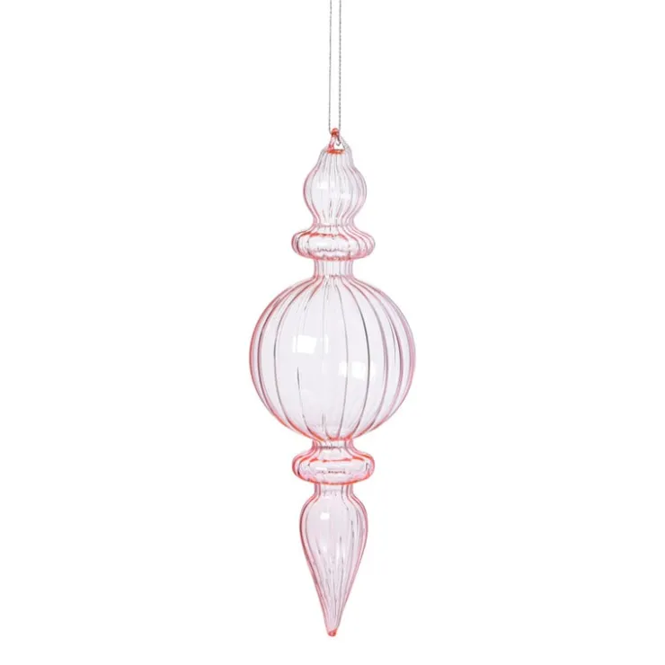 Xenos Kersthanger bolling - roze - ø7x22 cm- Kersthangers|Kerstballen