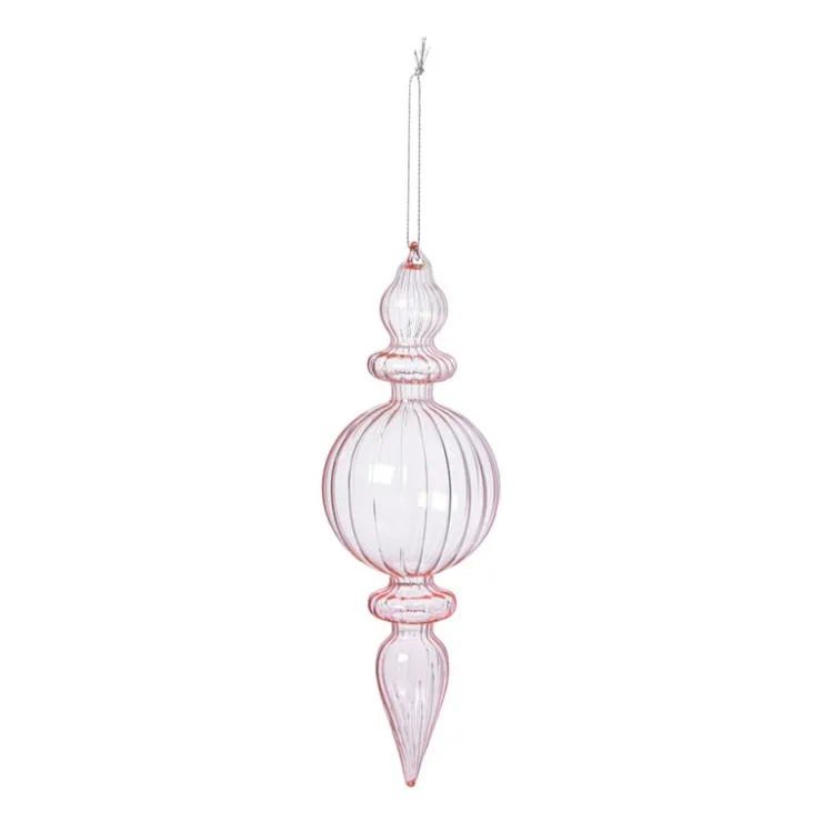 Xenos Kersthanger bolling - roze - ø7x22 cm- Kersthangers|Kerstballen