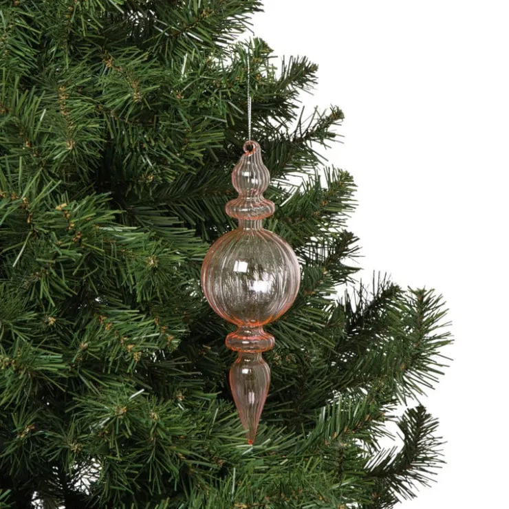 Xenos Kersthanger bolling - roze - ø7x22 cm- Kersthangers|Kerstballen