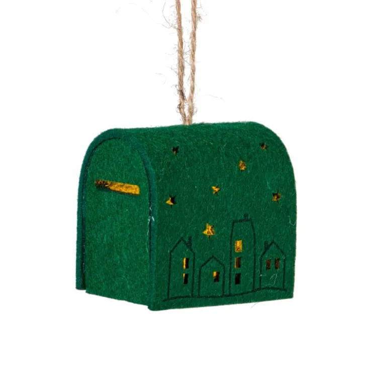 Xenos Kersthanger brievenbus - groen - 6.5x6x4.5 cm- Kerstverlichting|Kersthangers