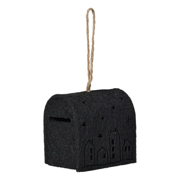 Xenos Kersthanger brievenbus - zwart - 6.5x6x4.5 cm- Kerstverlichting|Kersthangers