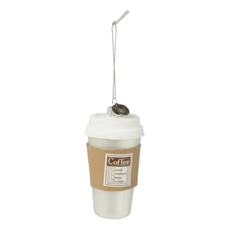 Xenos Kersthanger coffee to go - glas - ø5x10 cm- Kerstcadeaus|Kersthangers