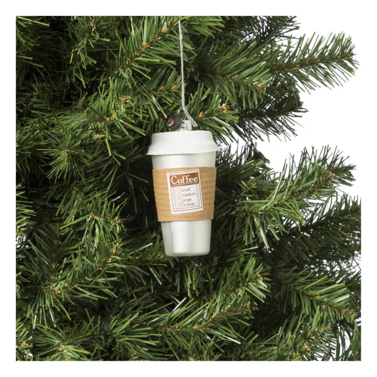 Xenos Kersthanger coffee to go - glas - ø5x10 cm- Kerstcadeaus|Kersthangers