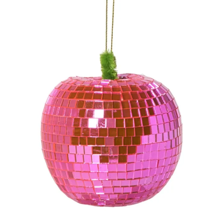 Xenos Kersthanger disco appel - paars - 9.5x7.8x7.8 cm- Kersthangers|Kerstballen