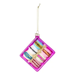 Xenos Kersthanger doosje macarons - multikleur - 3.6x11.5x7.8 cm- Kersthangers|Kerstballen