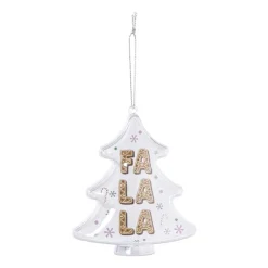 Xenos Kersthanger fa la la - transparant - 10.5x10.5x3.5 cm- Kersthangers|Kerstballen