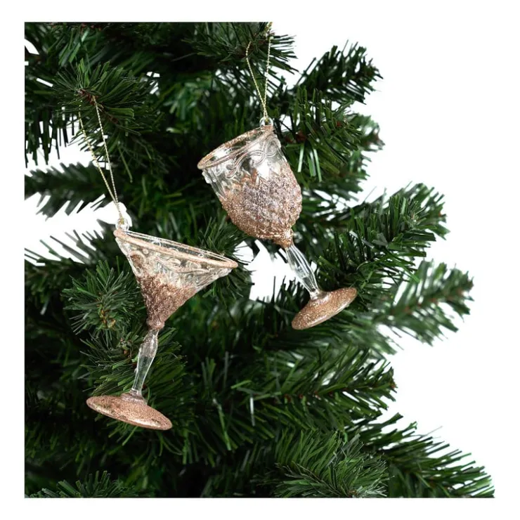 Xenos Kersthanger glas champagne - diverse varianten - 9 cm- Kersthangers|Kerstballen