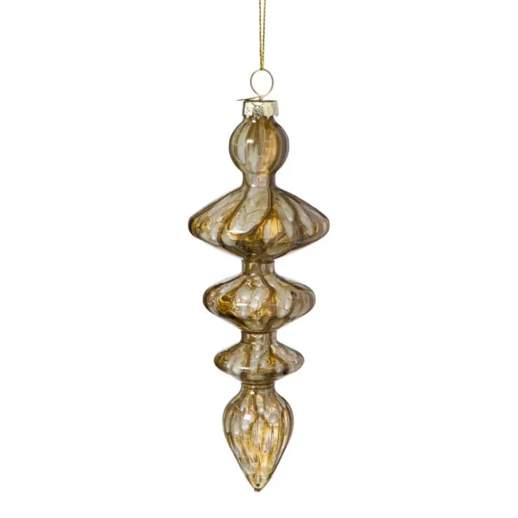 Xenos Kersthanger glas pegel - olijfgroen - ø5.5x15 cm- Kersthangers|Kerstballen