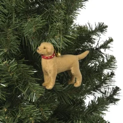 Xenos Kersthanger golden retriever met sjaal - bruin- 12x10.2x5 cm- Kersthangers|Kerstballen