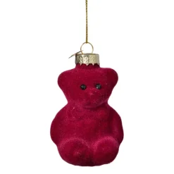 Xenos Kersthanger gummybeer velvet - paars - 8x5.6x4.6 cm- Kersthangers|Kerstballen